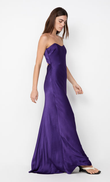 women's dark purple strapless dress for the club CINDER STRAPLESS MAXI DRESS