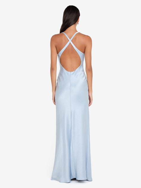 anne klein navy blue dress The Dreamer V Neck Dress in Dusty Blue