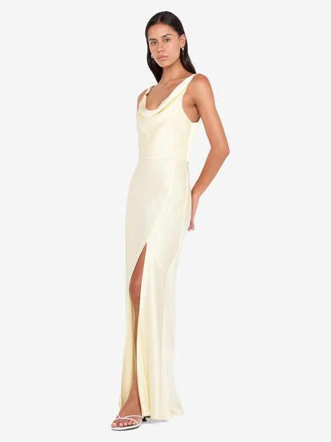 Austen Cowl Neck Maxi Dress in Ice Yellow