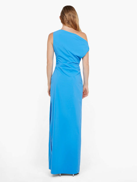 Angelina Asym Maxi Dress in Mid Blue