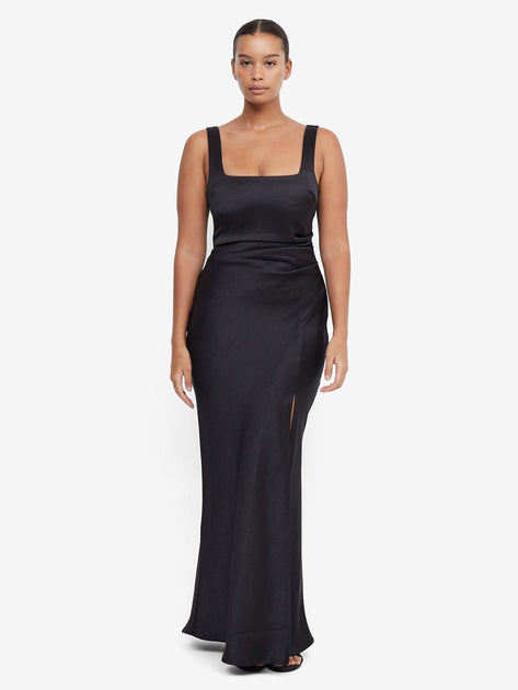 black bridesmaid dresses square neck Dreamer Square Neck Dress in Black