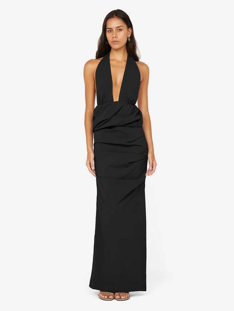 fitted lace wedding dress Bubble Hem Black Maxi Dress – La Belle Lalique