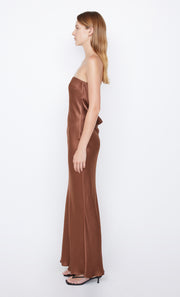 Moon Dance Strapless Formal Dress in Chocolate Brown by Bec + Bridge