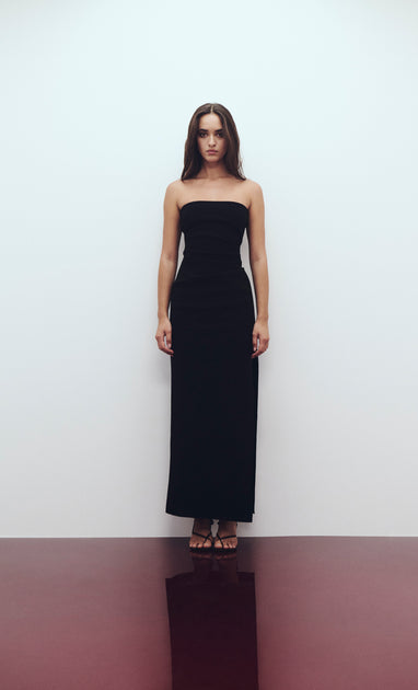 Reina Strapless Maxi Dress in Black