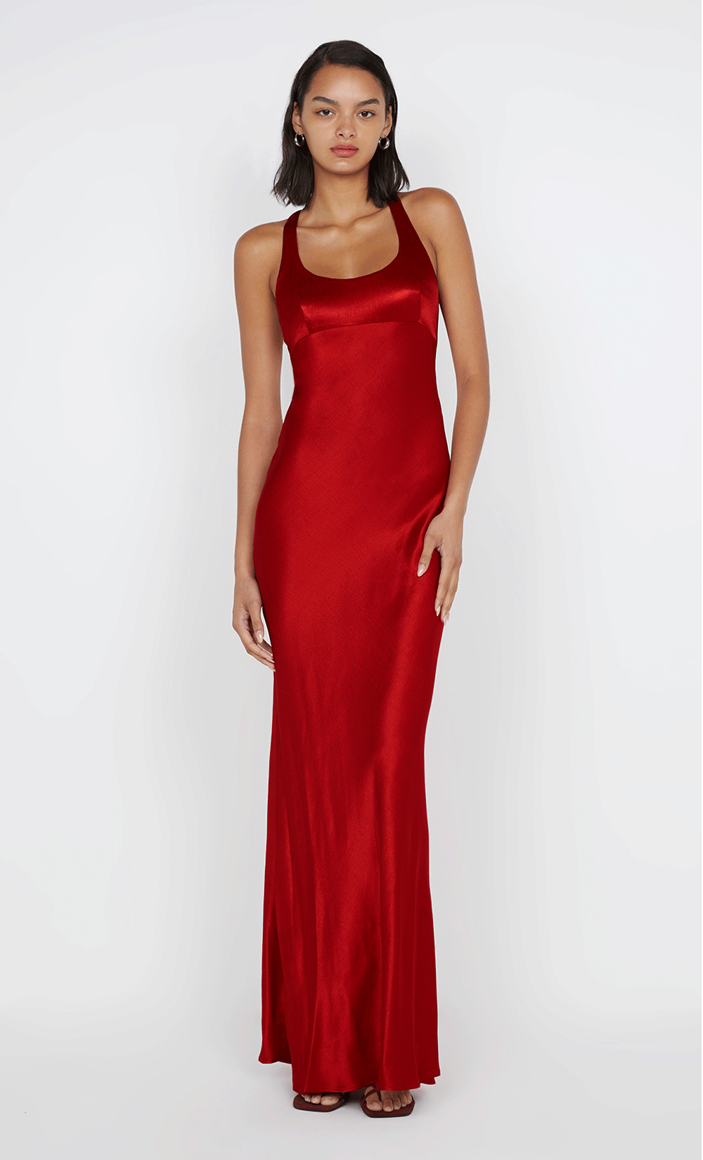 maxi halterneck dress Jessa Plunge Halter Neck Polina Ivanova Atelier | Em is 170cm Feb25-restock Outfit:Patriotic Dress