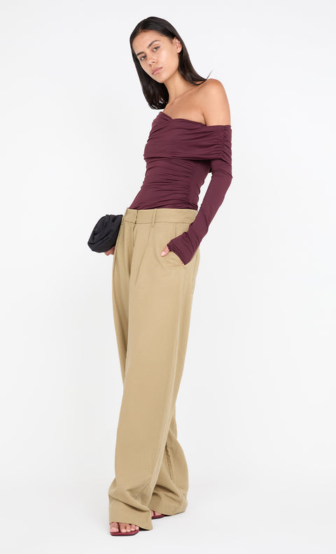 TILLIE DRAPE TOP - PLUM
