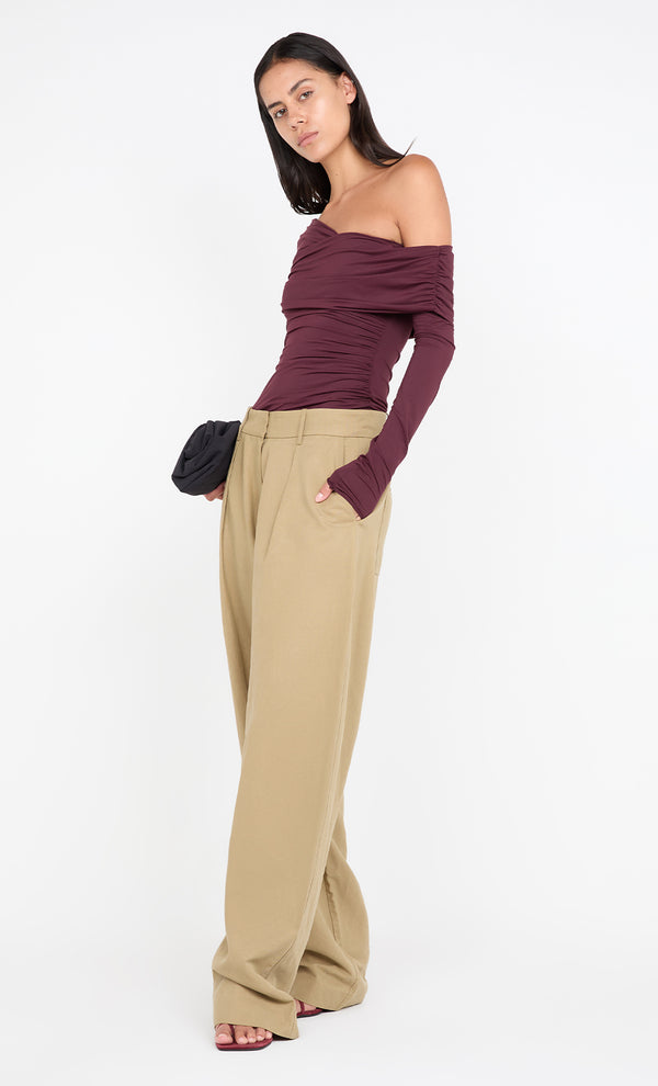 TILLIE DRAPE TOP - PLUM