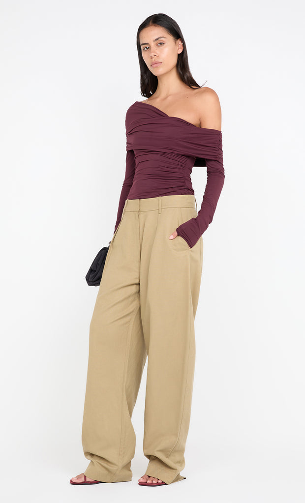 TILLIE DRAPE TOP - PLUM