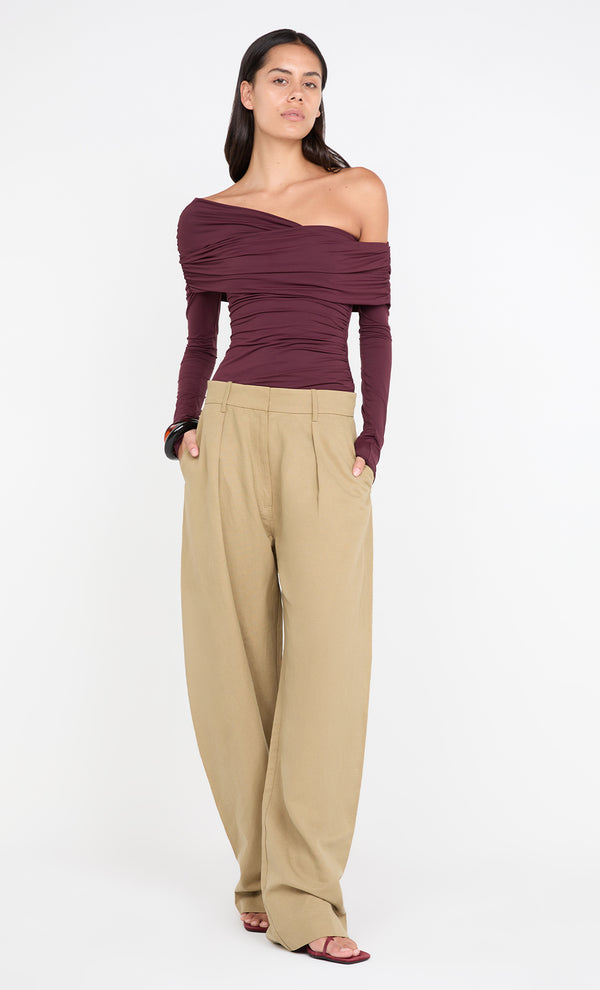 TILLIE DRAPE TOP - PLUM