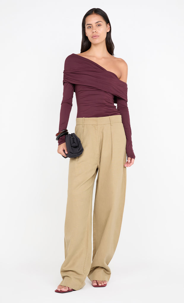 TILLIE DRAPE TOP - PLUM