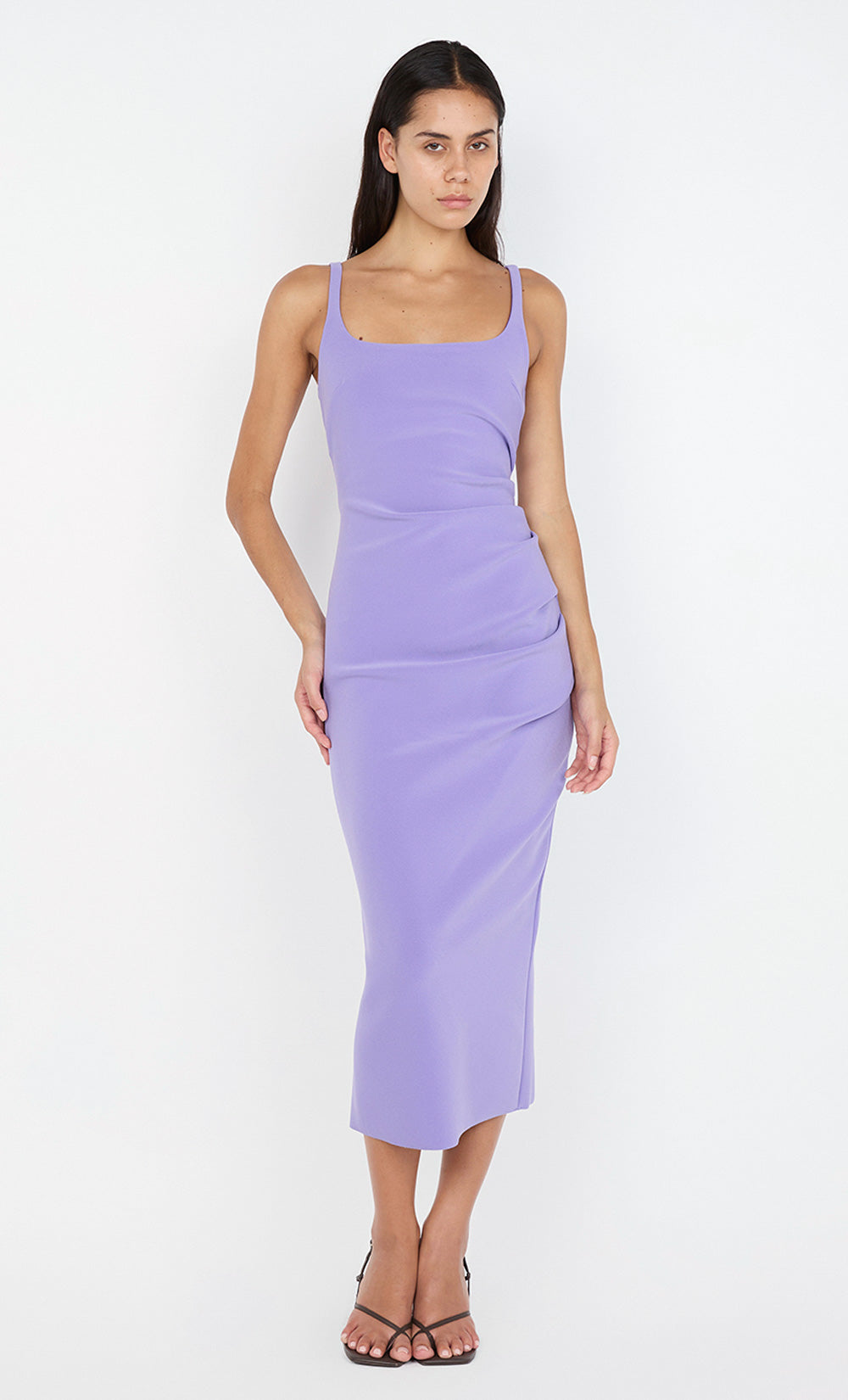 Karina Tuck Midi Dress in Grape