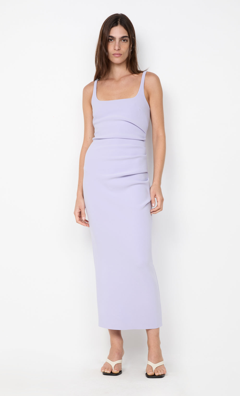 KARINA TUCK MIDI DRESS - LILAC
