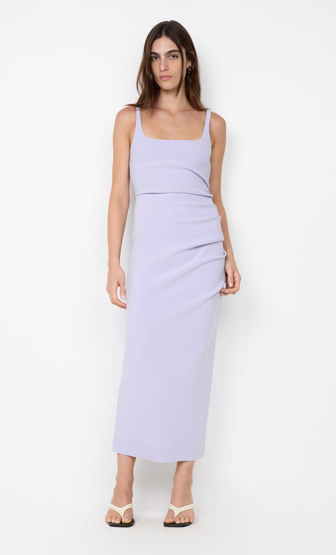KARINA TUCK MIDI DRESS - LILAC