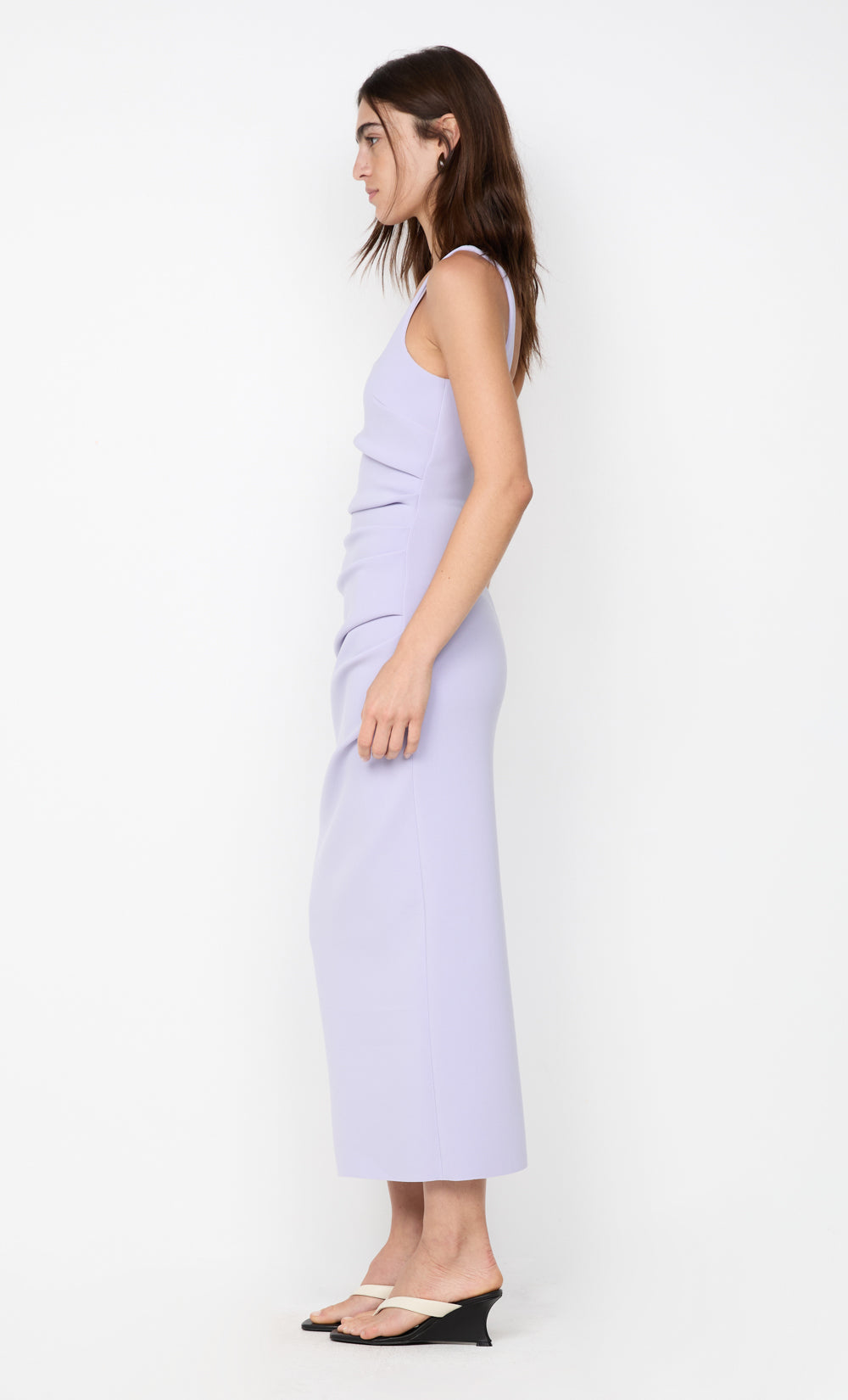 KARINA TUCK MIDI DRESS - LILAC