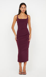 KARINA TUCK MIDI DRESS - PLUM
