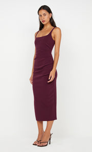 KARINA TUCK MIDI DRESS - PLUM