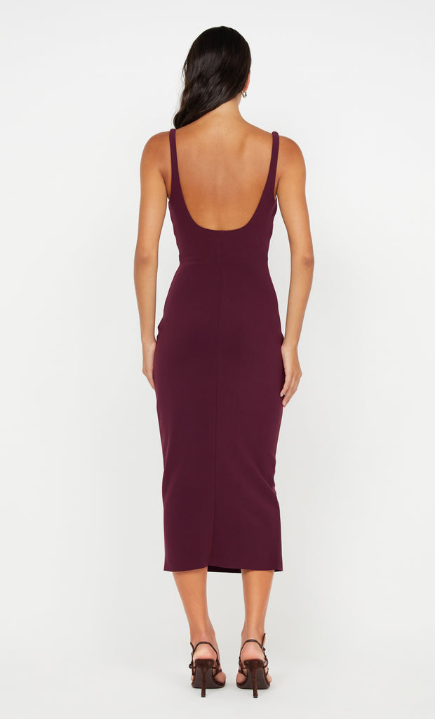 KARINA TUCK MIDI DRESS - PLUM
