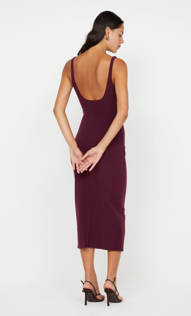 KARINA TUCK MIDI DRESS - PLUM