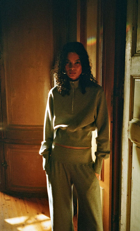 STEPH HALF ZIPPER JUMPER - GREY MARLE