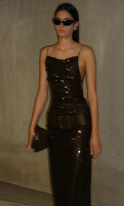 ROMILLY MAXI DRESS - DARK CHOCOLATE