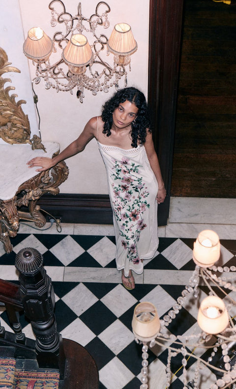 CAMELIA MAXI DRESS - CREAM GARDENIA FLORAL