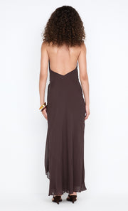 SONEVA WRAP DRESS - DARK CHOCOLATE