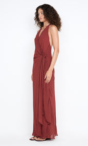SONEVA WRAP DRESS - RUST