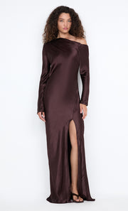 SIENA ASYM MAXI DRESS - DARK CHOCOLATE