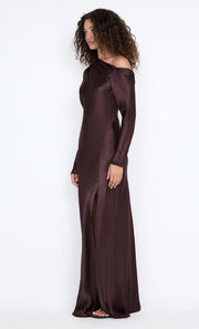 SIENA ASYM MAXI DRESS - DARK CHOCOLATE
