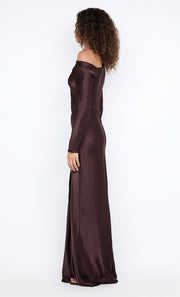 SIENA ASYM MAXI DRESS - DARK CHOCOLATE