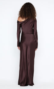 SIENA ASYM MAXI DRESS - DARK CHOCOLATE