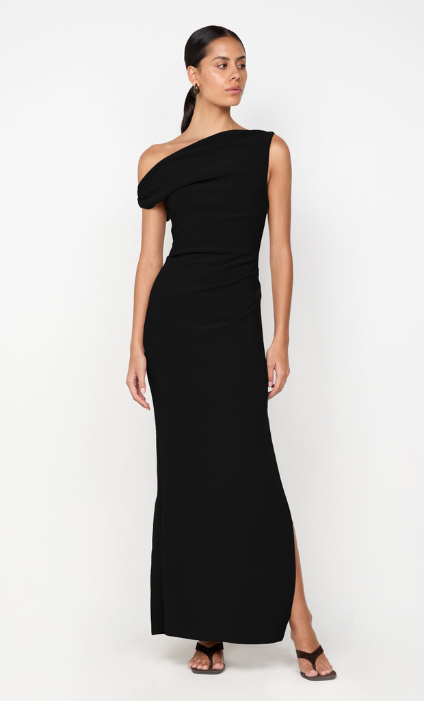 LEORA ASYM MAXI DRESS - BLACK