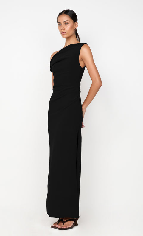 LEORA ASYM MAXI DRESS - BLACK