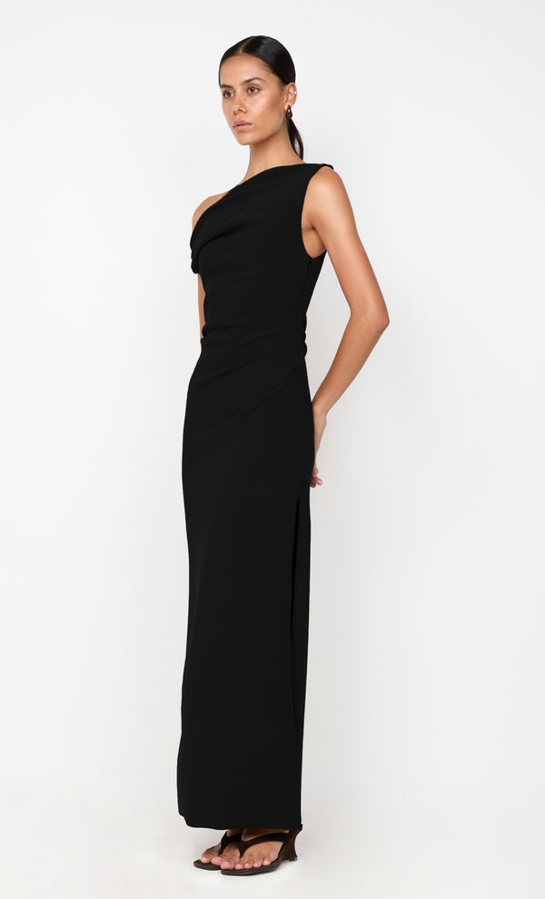 LEORA ASYM MAXI DRESS - BLACK
