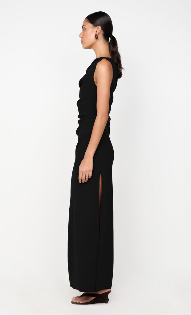 LEORA ASYM MAXI DRESS - BLACK