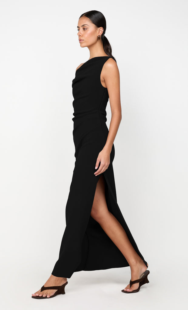 LEORA ASYM MAXI DRESS - BLACK