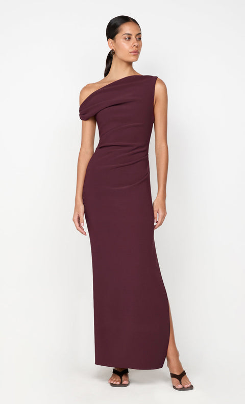 LEORA ASYM MAXI DRESS - PLUM