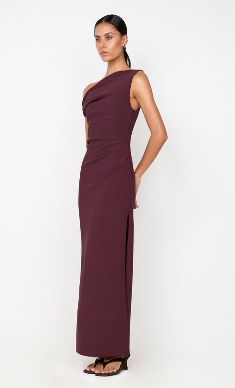 LEORA ASYM MAXI DRESS - PLUM
