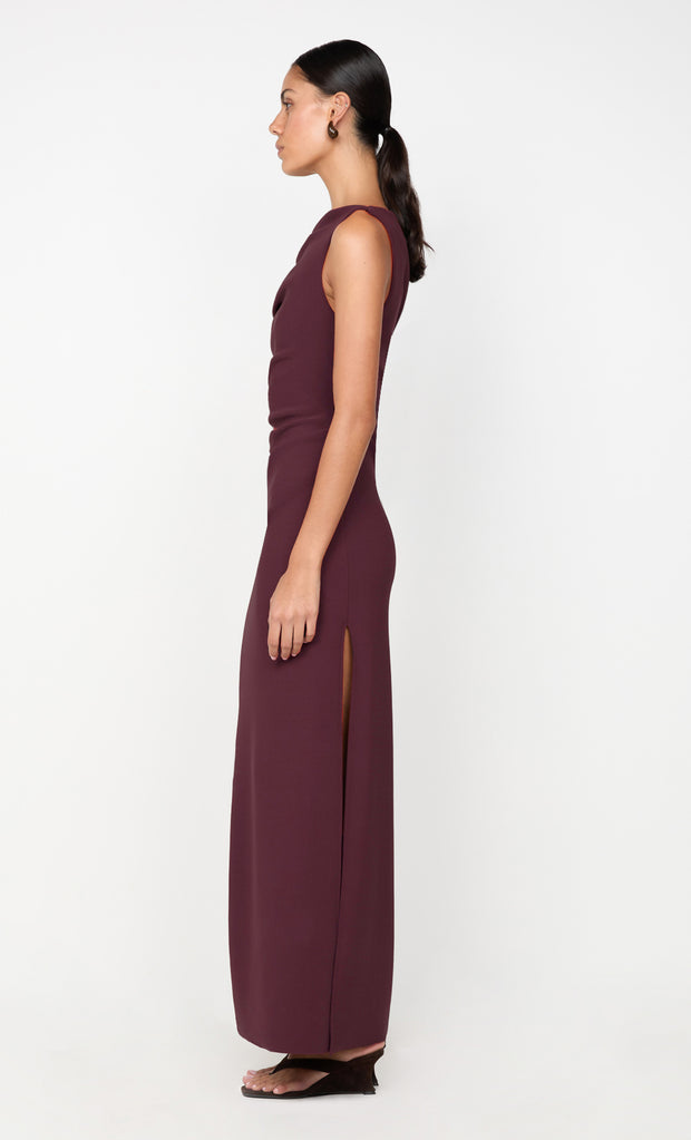 LEORA ASYM MAXI DRESS - PLUM