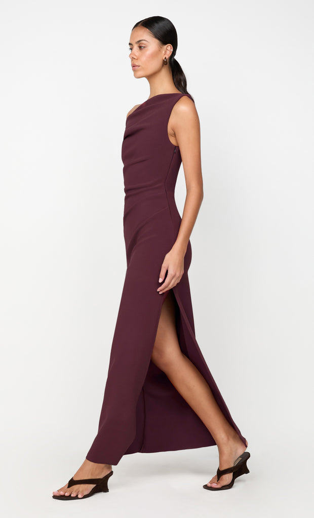 LEORA ASYM MAXI DRESS - PLUM