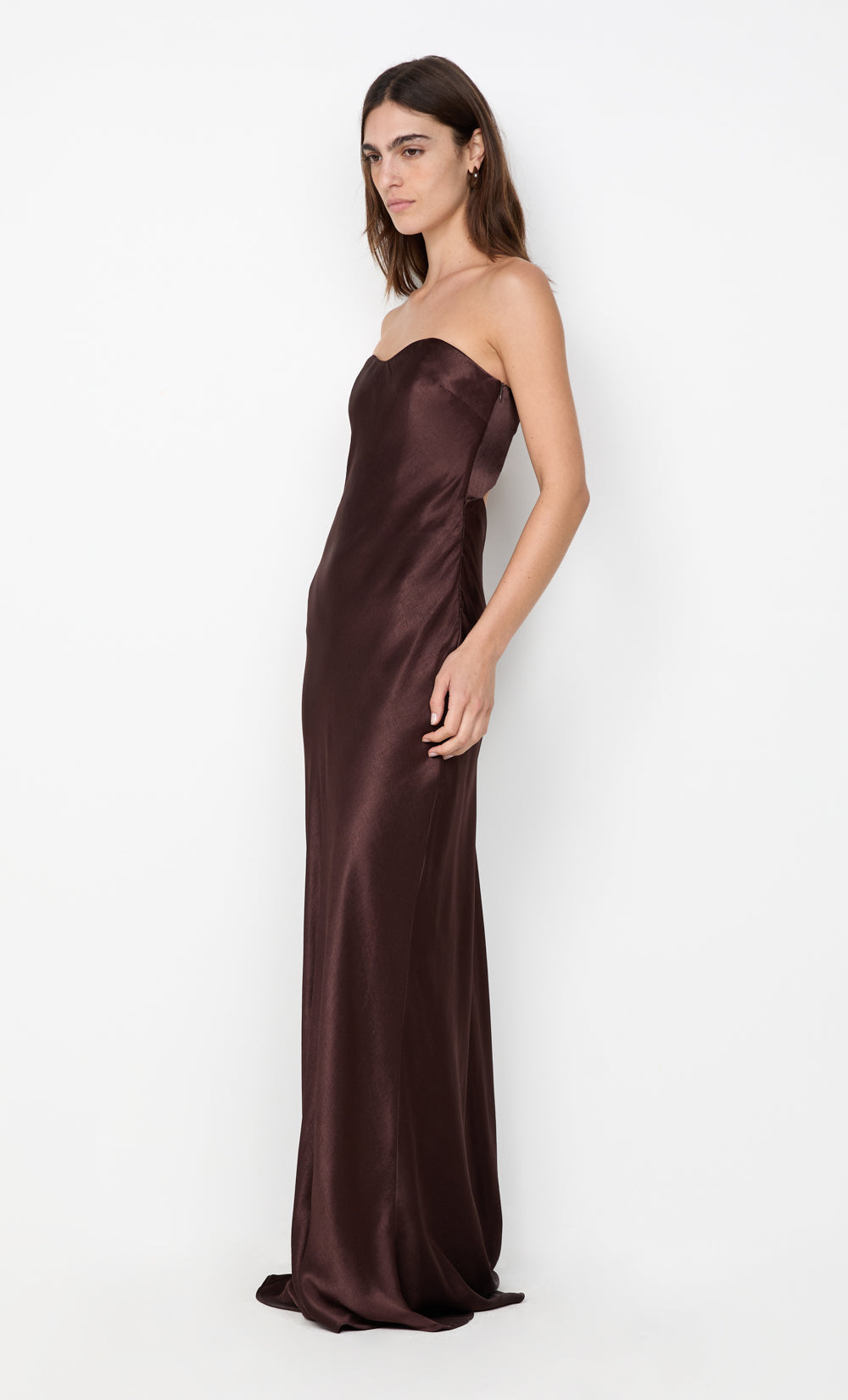 CINDER STRAPLESS MAXI DRESS - DARK CHOCOLATE