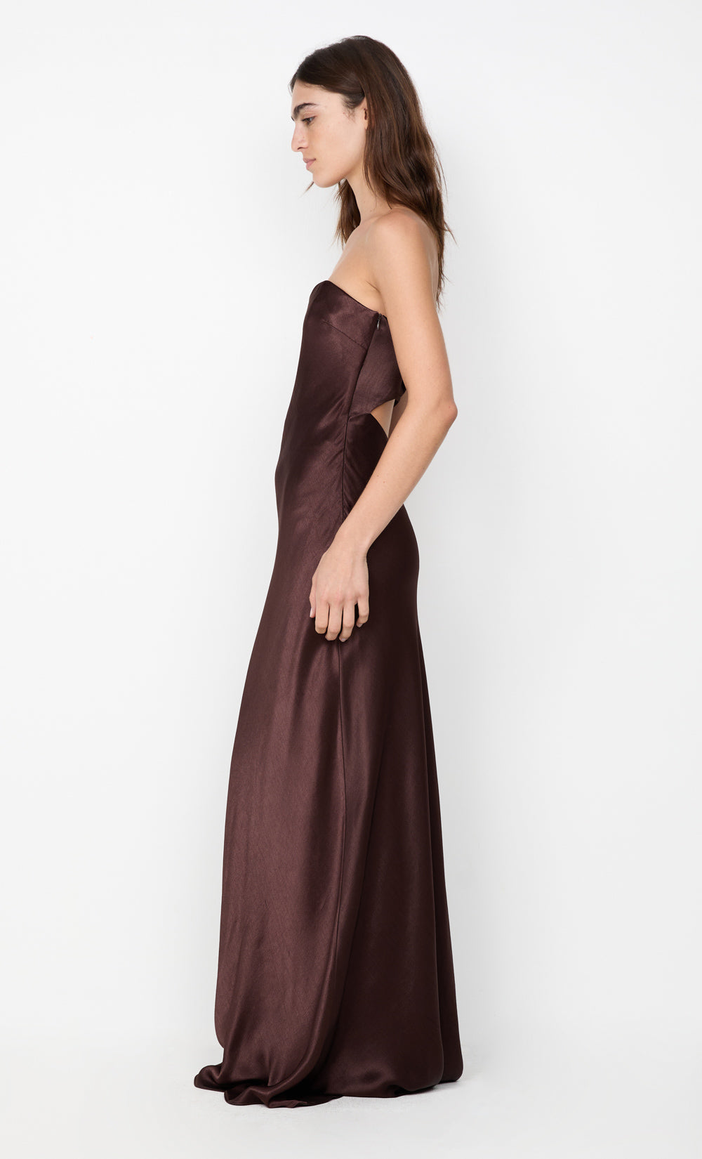 CINDER STRAPLESS MAXI DRESS - DARK CHOCOLATE