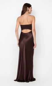 CINDER STRAPLESS MAXI DRESS - DARK CHOCOLATE