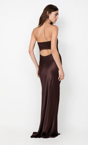 CINDER STRAPLESS MAXI DRESS - DARK CHOCOLATE