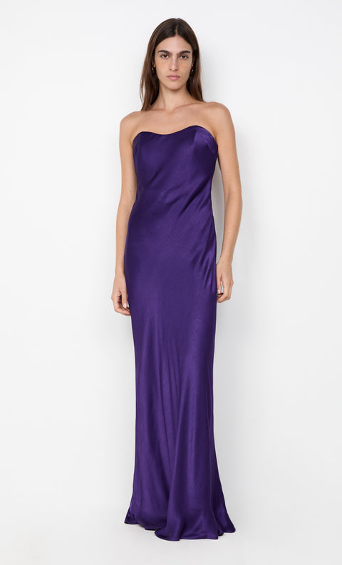 CINDER STRAPLESS MAXI DRESS - DEEP PURPLE