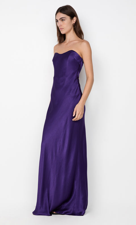CINDER STRAPLESS MAXI DRESS - DEEP PURPLE