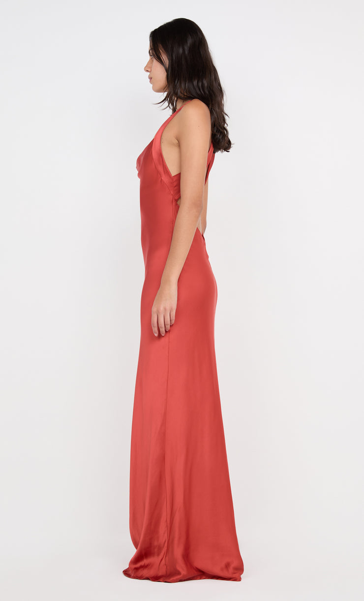 QUENTIN COWL NECK MAXI DRESS - PAPRIKA