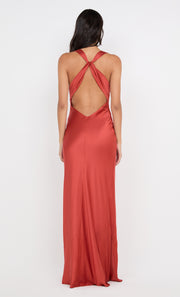 QUENTIN COWL NECK MAXI DRESS - PAPRIKA