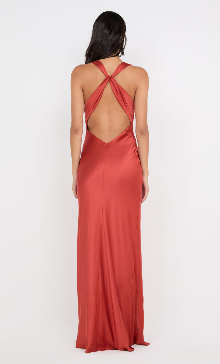 QUENTIN COWL NECK MAXI DRESS - PAPRIKA