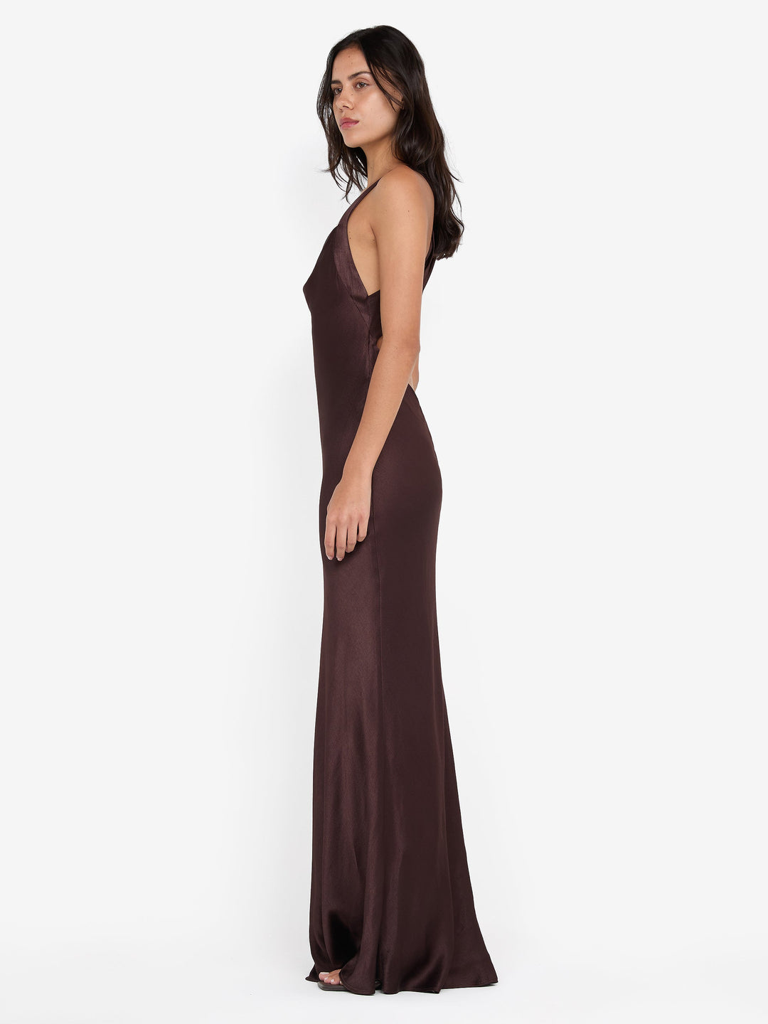 GIA HALTER MAXI DRESS - DARK CHOCOLATE BEC + BRIDGE US GIA HALTER MAXI DRESS - DARK CHOCOLATE BEC + BRIDGE US